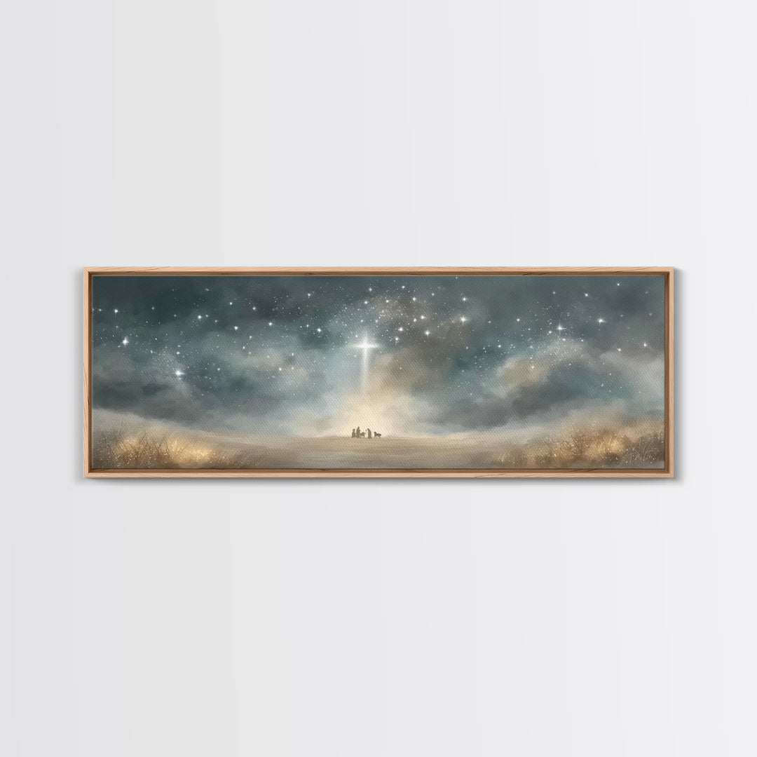 Heavenly Watchers | Framed Canvas Print | Panoramic Painting | Christian Wall Art | Christmas Art | Christian Art Canvas | Jesus Christmas