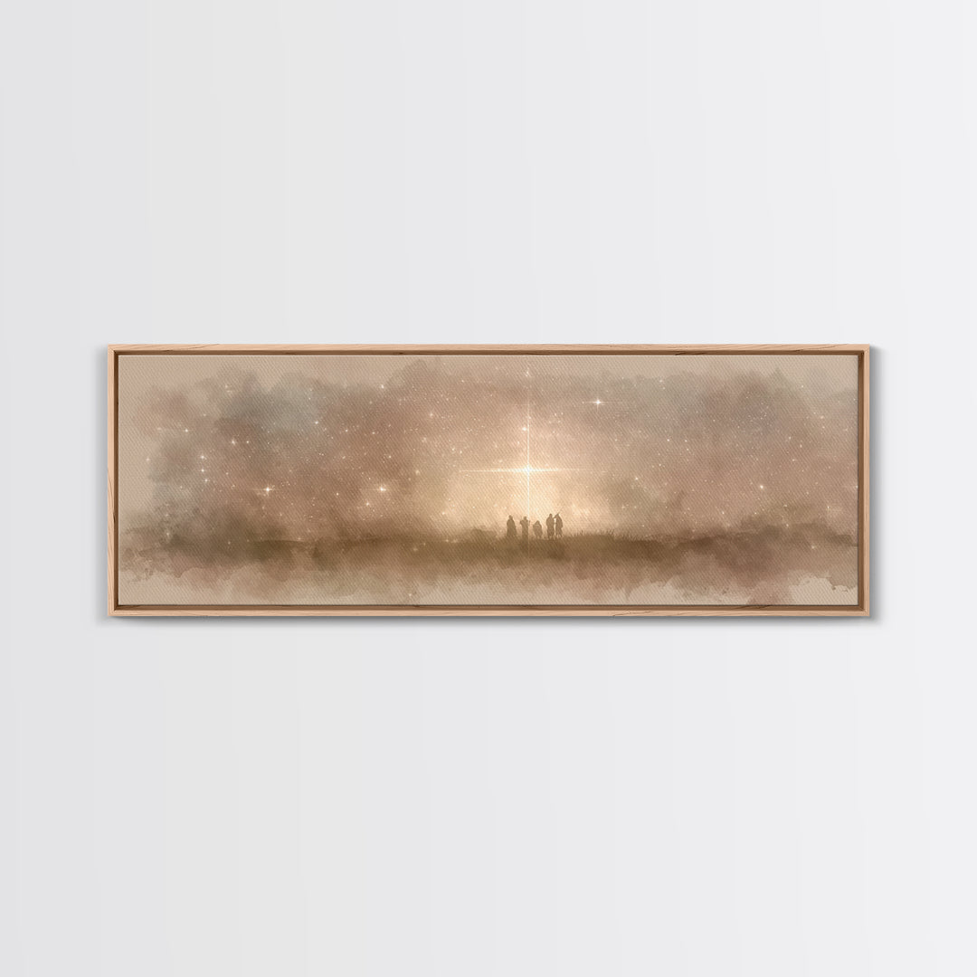 Radiant Bethlehem Sky | Framed Canvas Print | Christian Art Canvas | Panoramic Art | Christmas Art | Christian Wall Art | Christian Christm