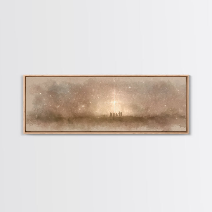 Radiant Bethlehem Sky | Framed Canvas Print | Christian Art Canvas | Panoramic Art | Christmas Art | Christian Wall Art | Christian Christm