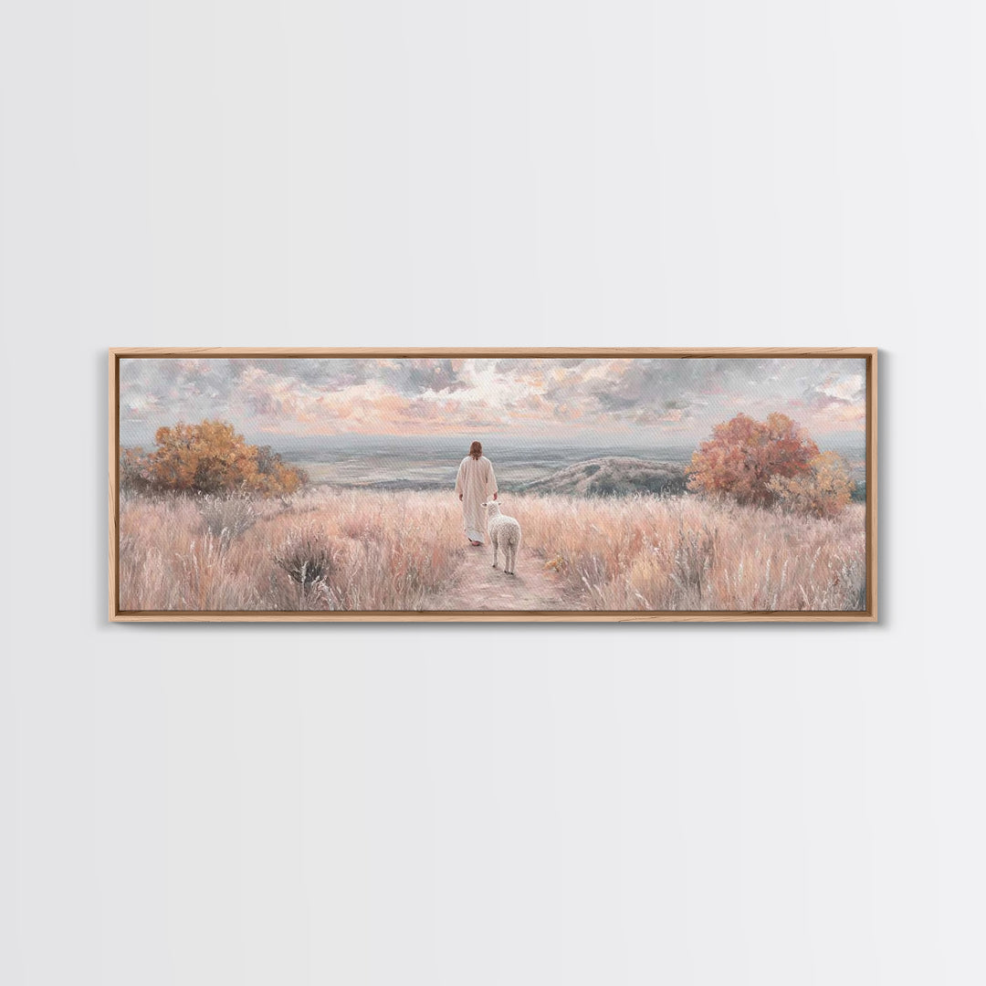 Shepherd’s Companion, Framed Canvas Print, Panoramic Painting, Christian Art Canvas, Christian Wall Art, Jesus Painting, Christian Decor