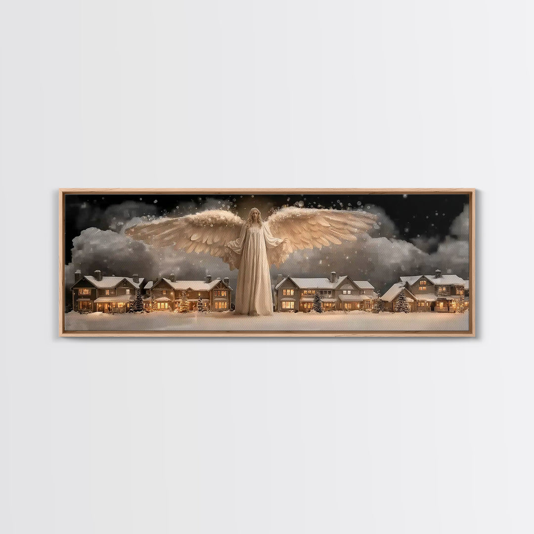 Wings Of Dawn, Framed Canvas Print, Christian Art Canvas, Panoramic Painting, Christmas Art, Christian Art Gift, Unique Christian Art