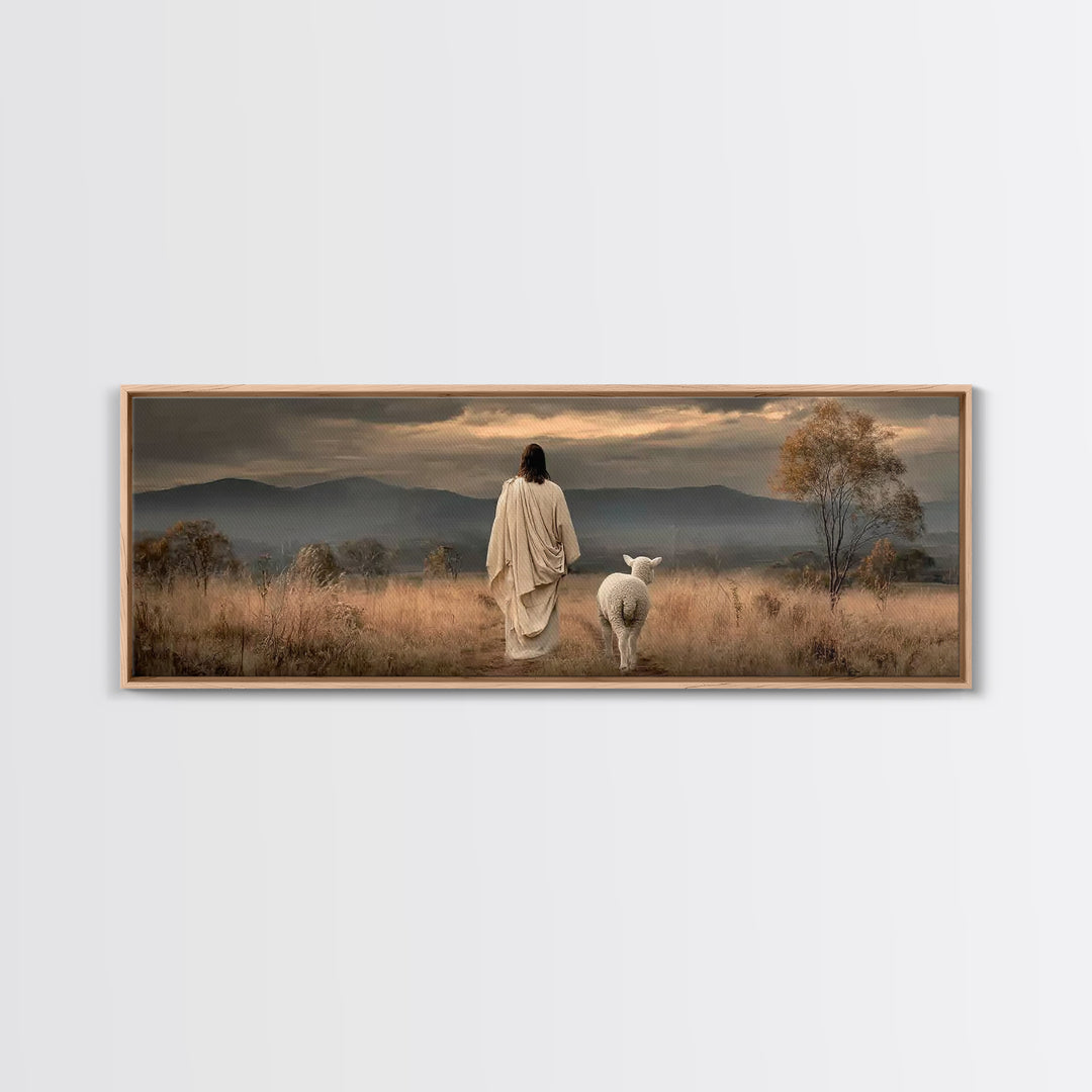Hillside of Peace – Framed Canvas Print – Christian Art – Jesus Painting – Panoramic Art – Christian Wall Art – Christmas Art Print