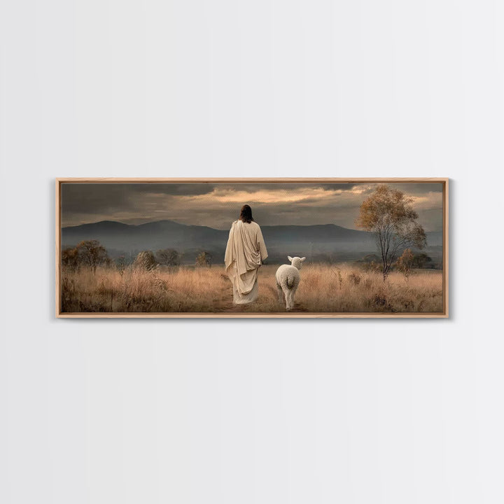 Hillside of Peace – Framed Canvas Print – Christian Art – Jesus Painting – Panoramic Art – Christian Wall Art – Christmas Art Print