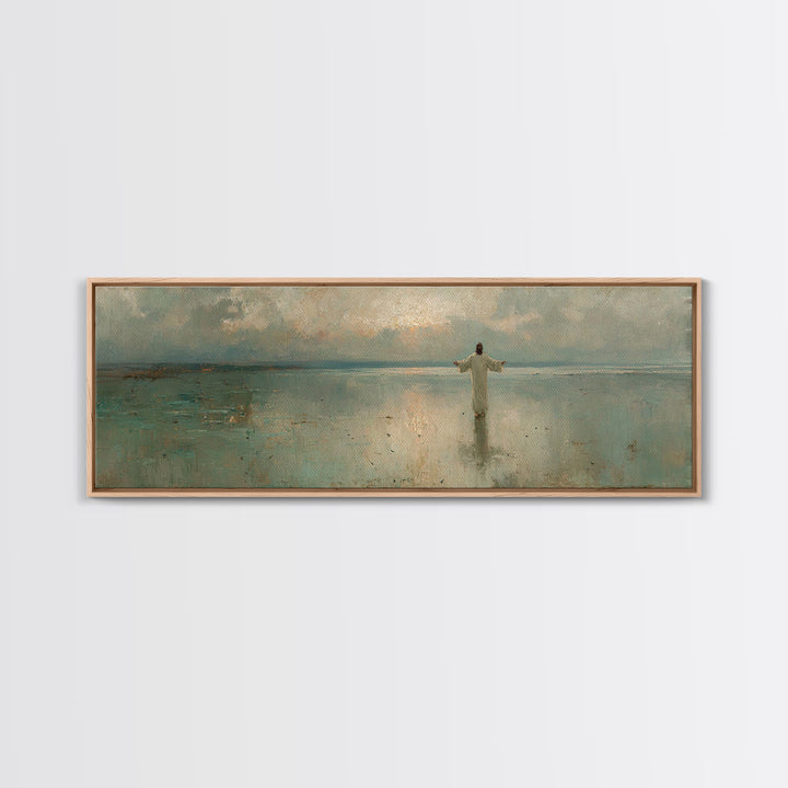 Still Waters Glory, Framed Canvas Print, Christian Art Canvas, Panoramic Art, Jesus Painting, Christian Wall Art, Christmas Art