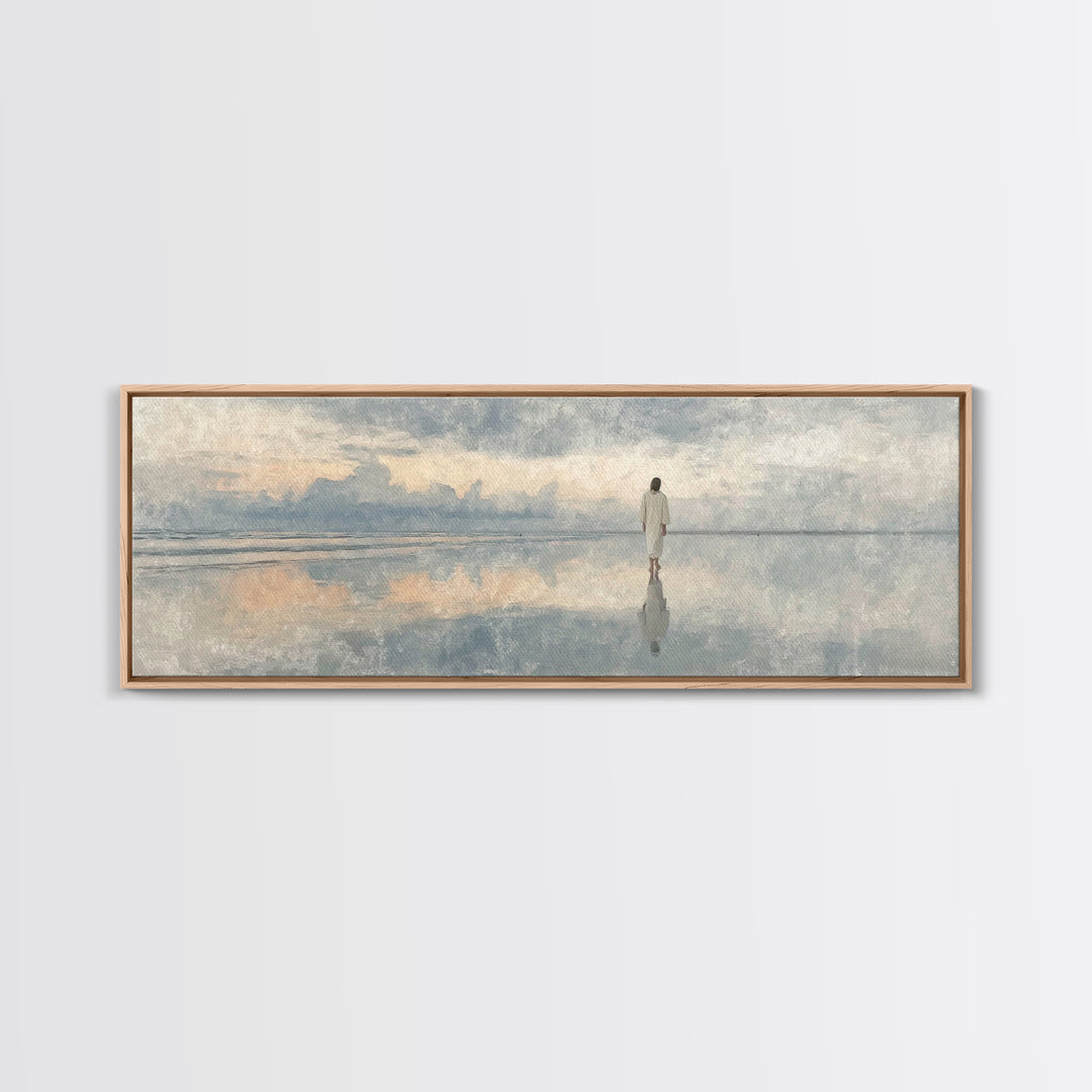Heaven’s Gentle Light – Framed Canvas Print – Christian Art Canvas – Christian Wall Art – Panoramic Art – Jesus Painting – Christmas Art