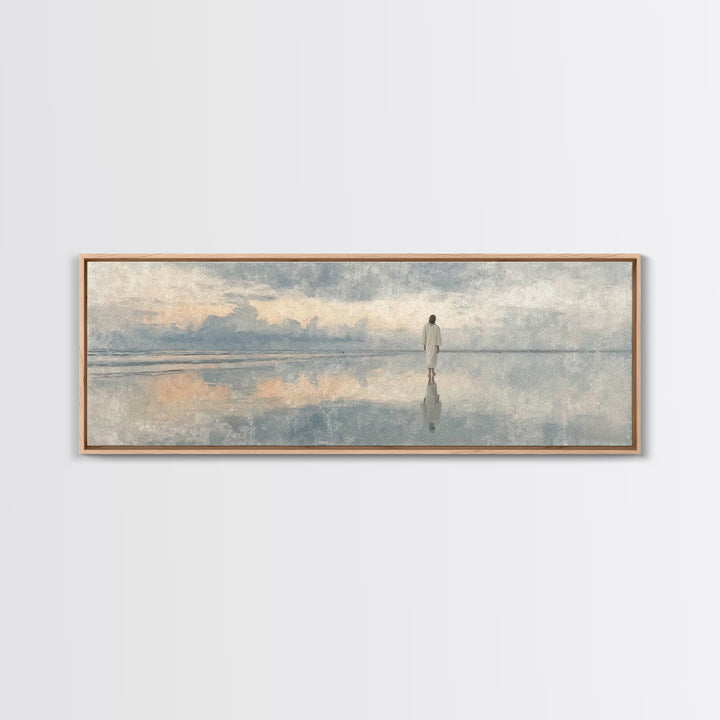 Heaven’s Gentle Light – Framed Canvas Print – Christian Art Canvas – Christian Wall Art – Panoramic Art – Jesus Painting – Christmas Art