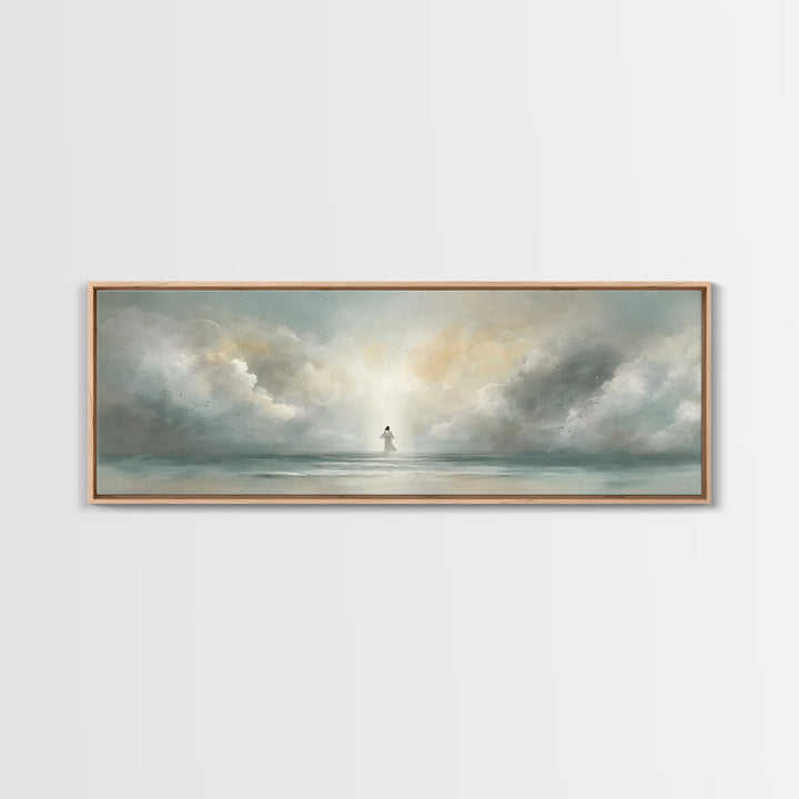 Harbor Of Calling, Framed Canvas Print, Christian Art Canvas, Christian Wall Art, Panoramic Wall Art, Jesus Painting, Christmas Art