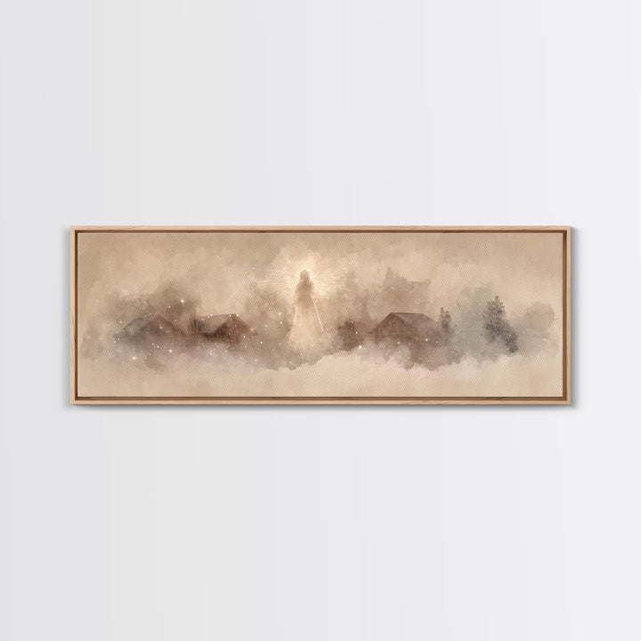 Heavenly Guardian | Framed Canvas Print | Christian Wall Art | Panoramic Art | Christian Art Canvas | Christmas Art | Christian Decor For H