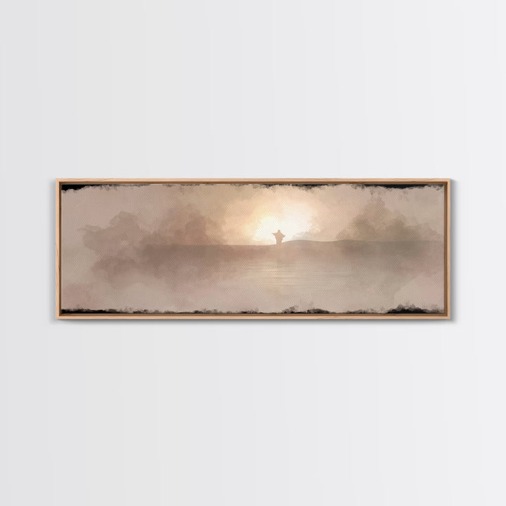 Light Of Grace, Framed Canvas Print, Panoramic Wall Art, Christian Art Canvas, Christian Wall Art, Jesus Painting, Christmas Art