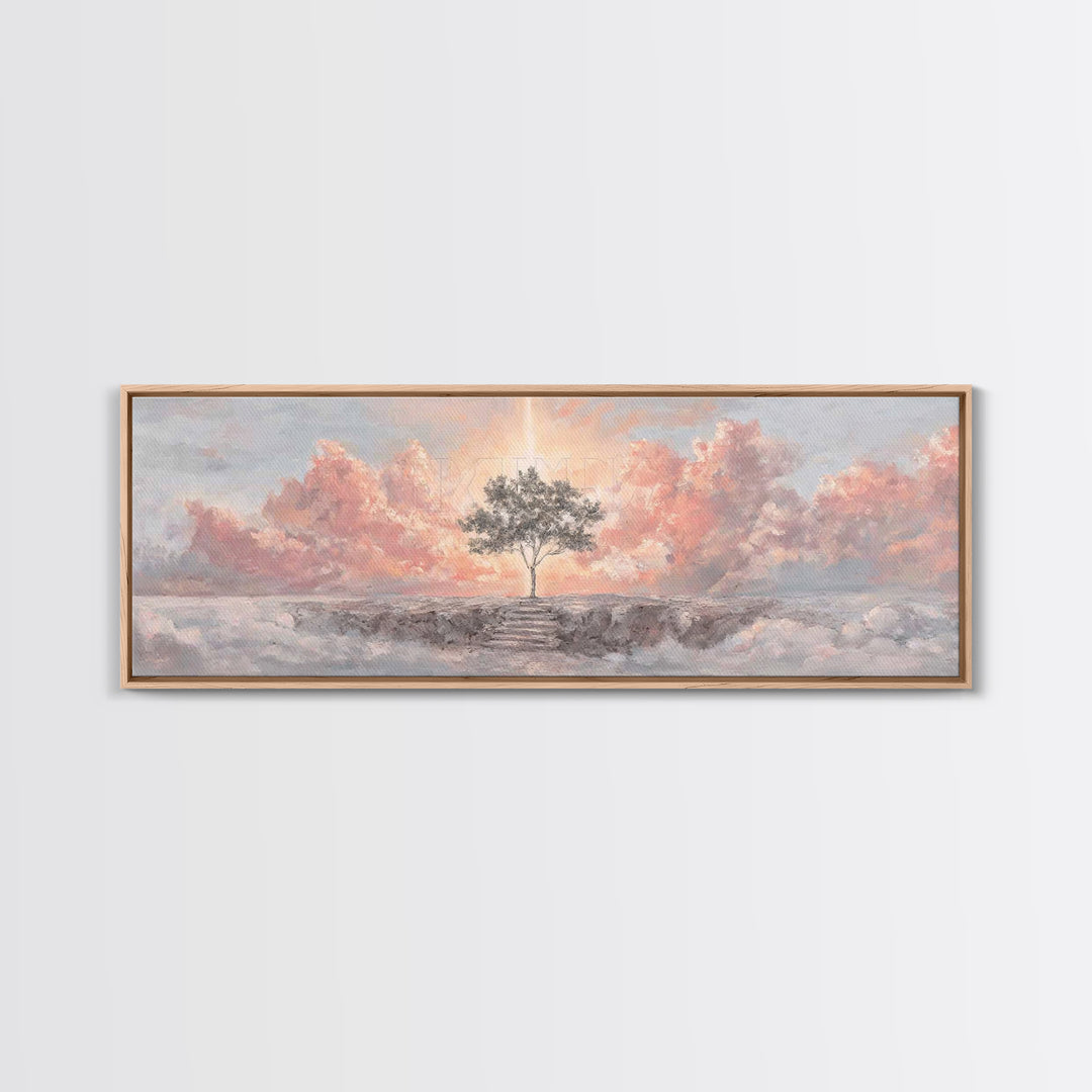 Radiant Ocean Glory | Framed Canvas Print | Panoramic Art | Christian Art Canvas | Jesus Painting | Christian Wall Art | Christmas Art
