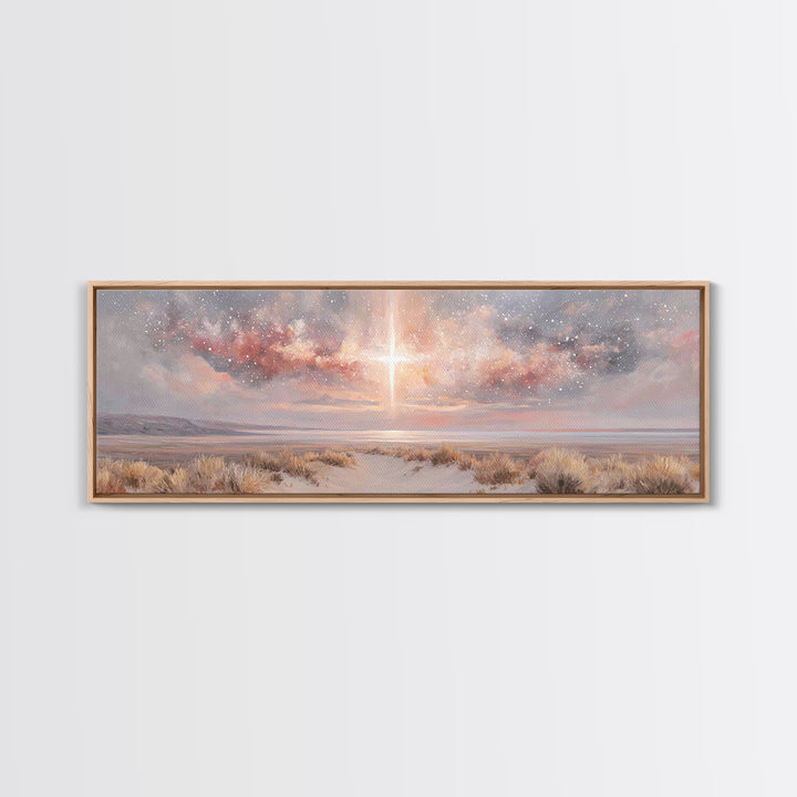 Desert Grace Light, Framed Canvas Print, Christian Art Canvas, Christian Wall Art, Panoramic Wall Art, Christmas Art, Christian Decor