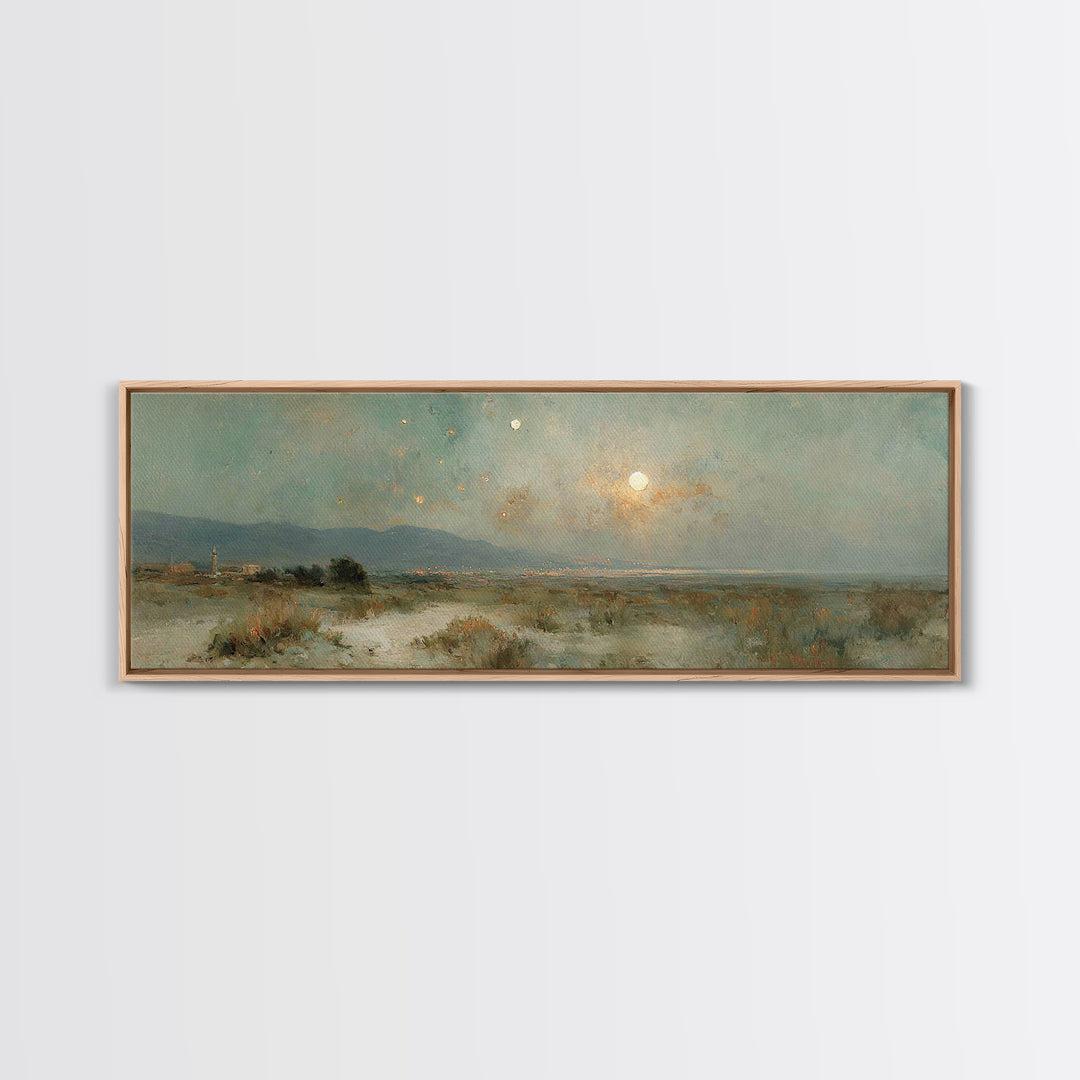 Holy Night Horizon – Framed Canvas Print – Christian Art – Christmas Wall Art – Panoramic Painting – Christian Decorations – Christian Art