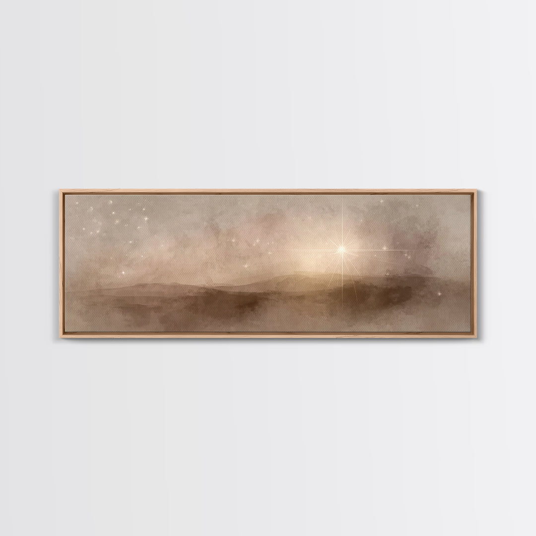 Bethlehem Glow, Framed Canvas Print, Christian Christmas Art, Panoramic Art, Christian Art Canvas, Christmas Wall Art, Christian Decor For