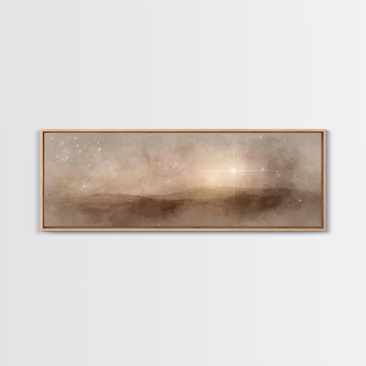 Bethlehem Glow, Framed Canvas Print, Christian Christmas Art, Panoramic Art, Christian Art Canvas, Christmas Wall Art, Christian Decor For