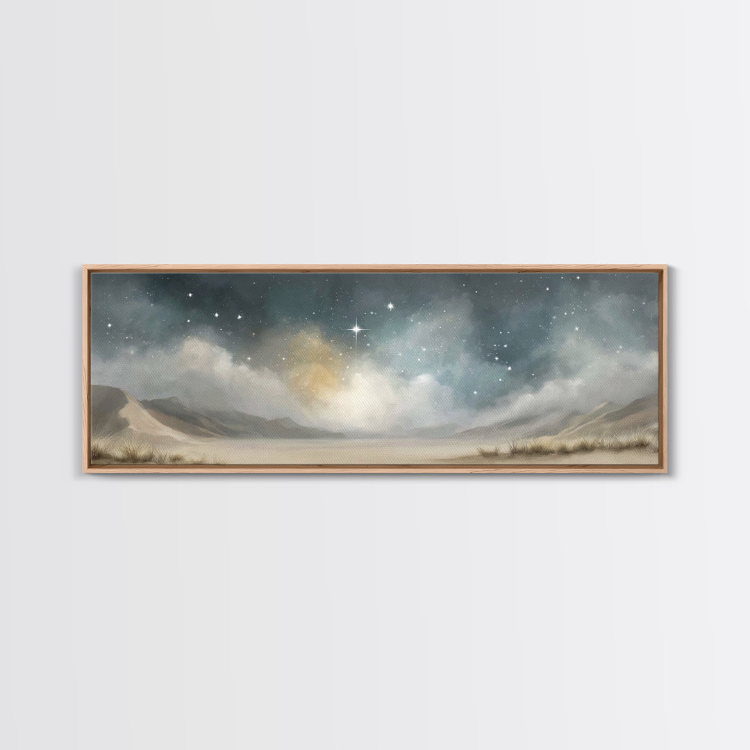 Sacred Star Rising | Framed Canvas Print | Christian Wall Art | Christmas Art | Panoramic Frame | Christian Art Print | Christian Gift Idea