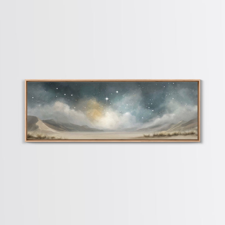 Sacred Star Rising | Framed Canvas Print | Christian Wall Art | Christmas Art | Panoramic Frame | Christian Art Print | Christian Gift Idea
