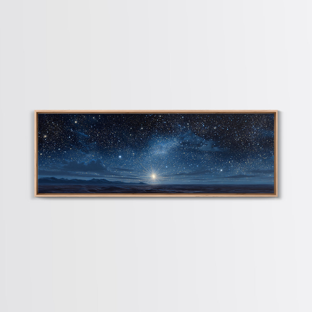 Night Of Wonder | Framed Canvas Print | Christian Christmas Art | Panoramic Art | Christian Art Canvas | Christmas Wall Art | Christian Dec
