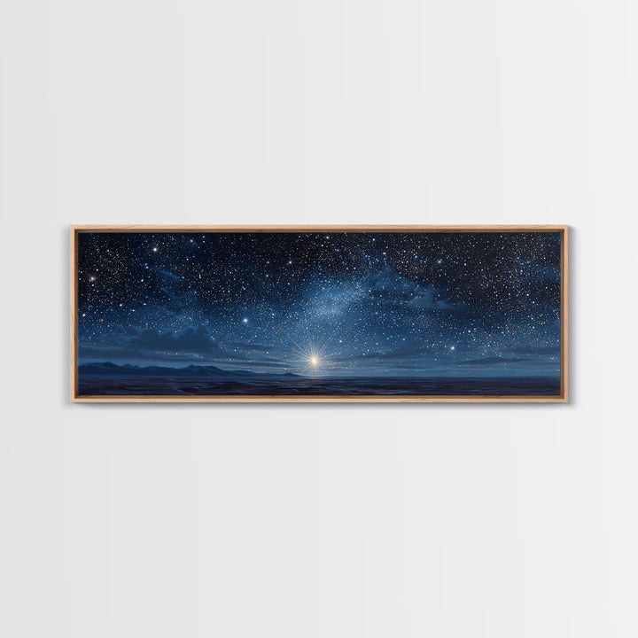 Night Of Wonder | Framed Canvas Print | Christian Christmas Art | Panoramic Art | Christian Art Canvas | Christmas Wall Art | Christian Dec