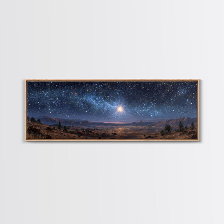 Heavenly Starland – Framed Canvas Print – Panoramic Painting – Christian Wall Art – Christian Christmas Art – Christian Art Canvas – Christ