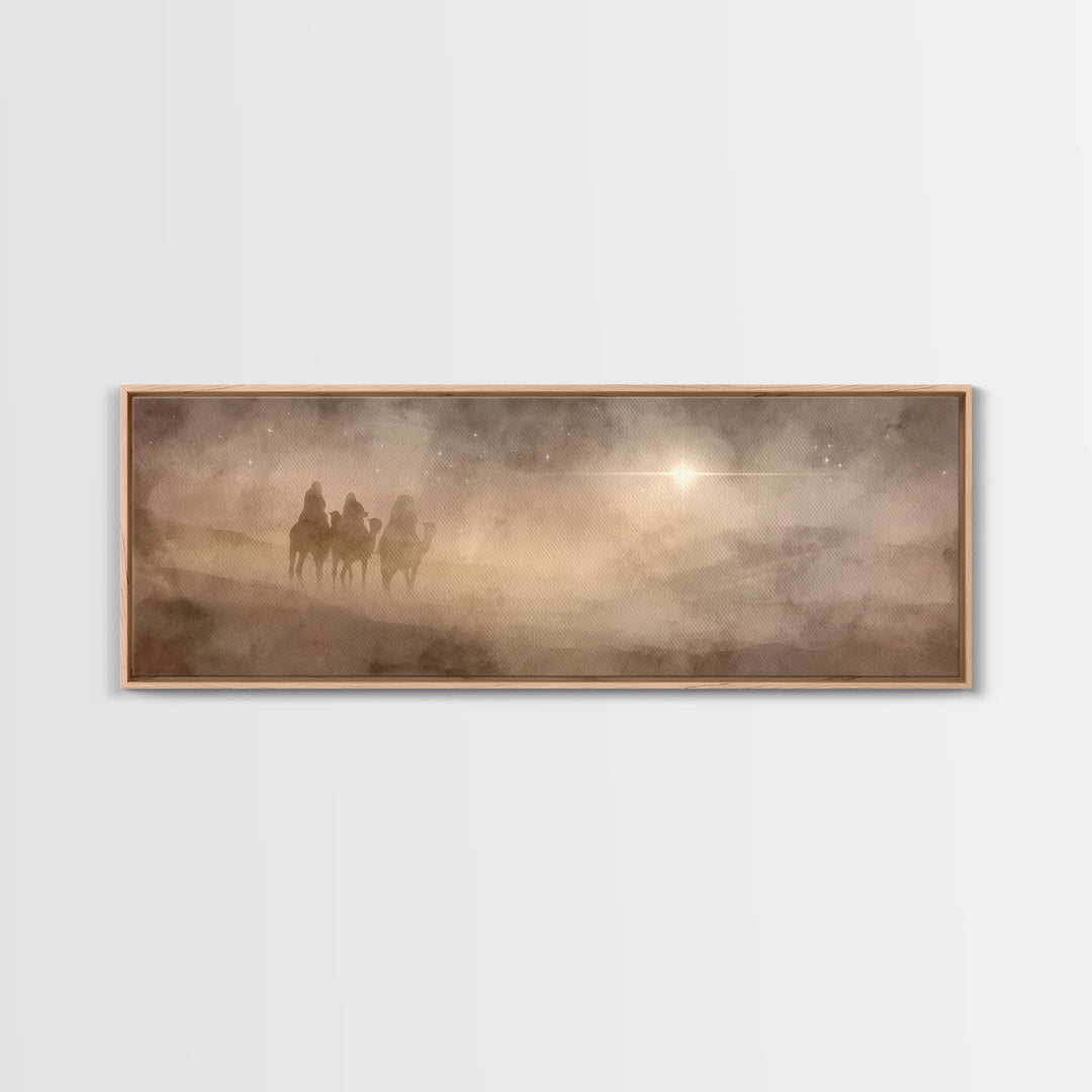 Radiant Dawn Path | Framed Canvas Print | Christian Art Canvas | Panoramic Painting | Christian Wall Art | Christmas Art | Jesus Painting |
