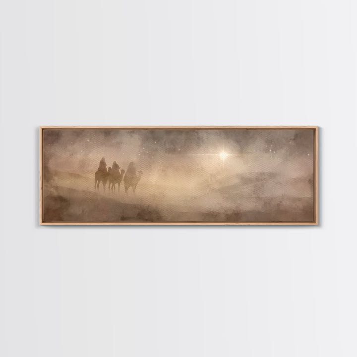 Radiant Dawn Path | Framed Canvas Print | Christian Art Canvas | Panoramic Painting | Christian Wall Art | Christmas Art | Jesus Painting |