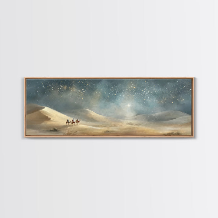 Desert Light Voyage – Framed Canvas Print – Christian Art Canvas – Panoramic Print – Christian Wall Art – Christmas Art – Jesus Painting –