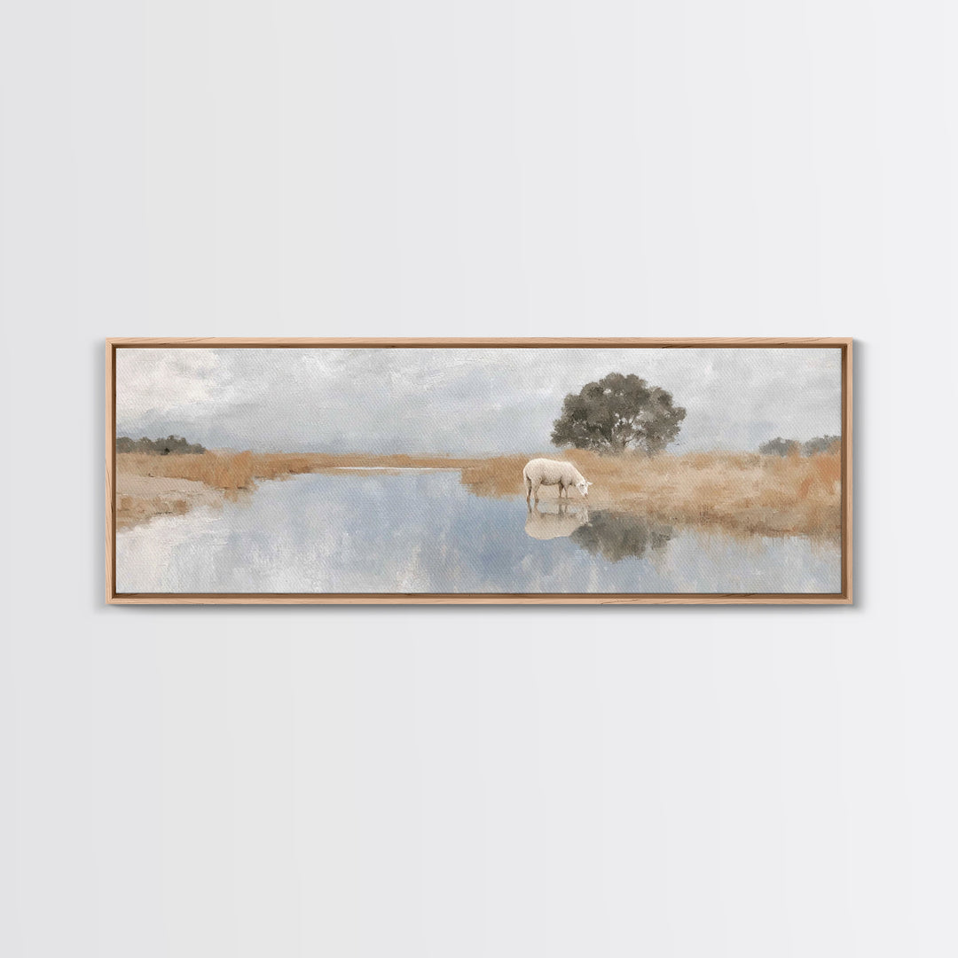 Shepherd’s Quiet Light | Framed Canvas Print | Christian Wall Art | Panoramic Art | Christian Art Canvas | Christmas Art | Jesus Painting |