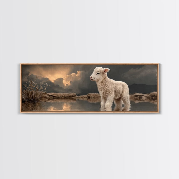 Lamb Of Dawn – Framed Canvas Print – Panoramic Print – Christian Wall Art – Christian Art Canvas – Christian Art – Christian Gift – Christi