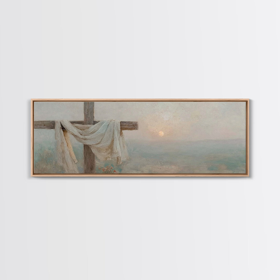 Risen Hope Cross, Framed Canvas Print, Panoramic Art, Christian Wall Art, Christian Art Canvas, Christian Art, Christian Gift, Christian Pa