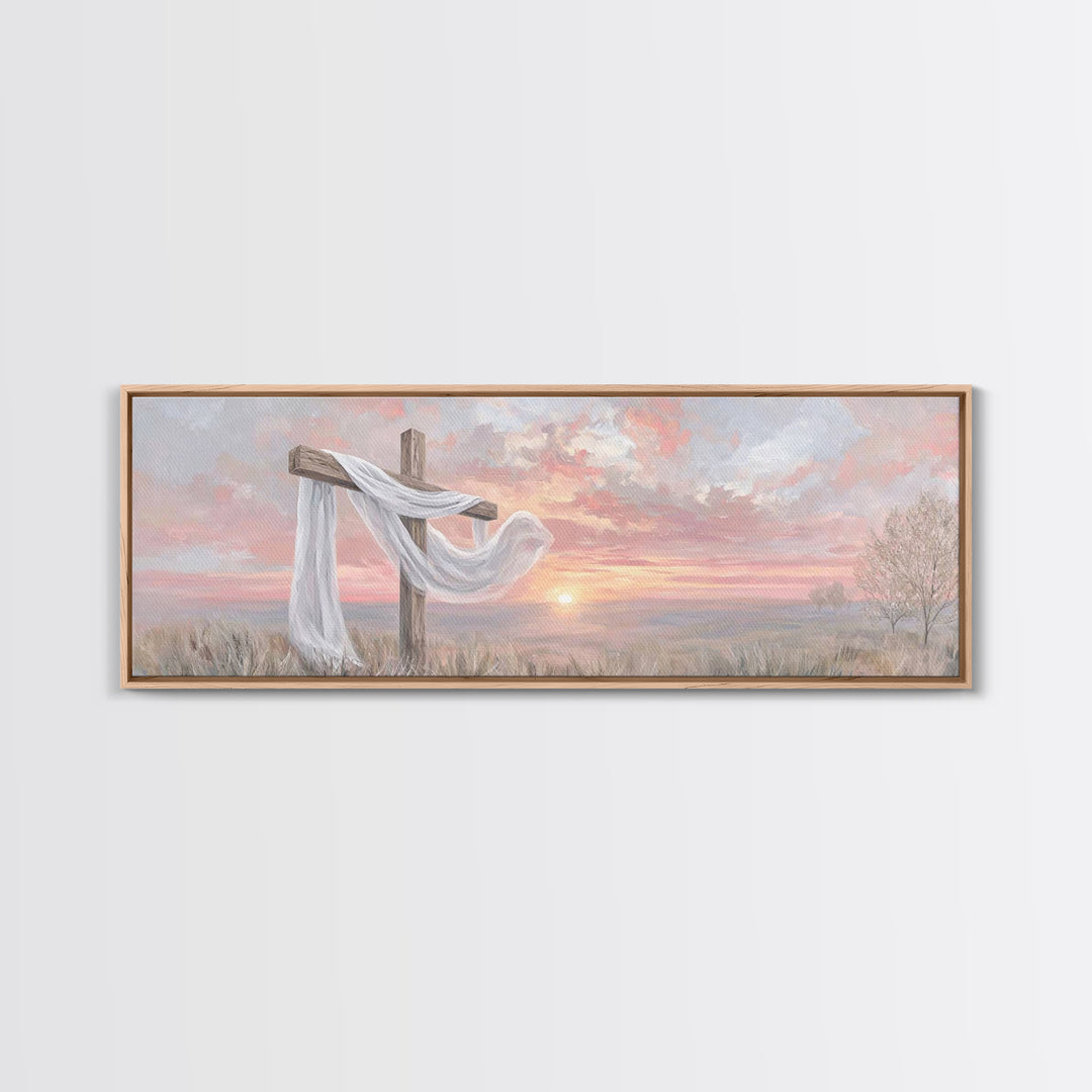 Easter Dawn Promise | Framed Canvas Print | Panoramic Print | Christian Art | Christian Art Canvas | Christian Wall Art | Christian Gift |