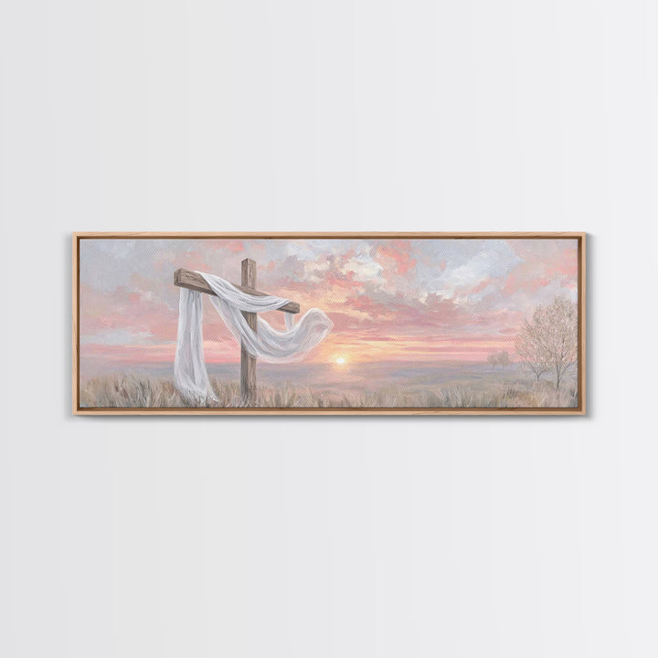 Easter Dawn Promise | Framed Canvas Print | Panoramic Print | Christian Art | Christian Art Canvas | Christian Wall Art | Christian Gift |