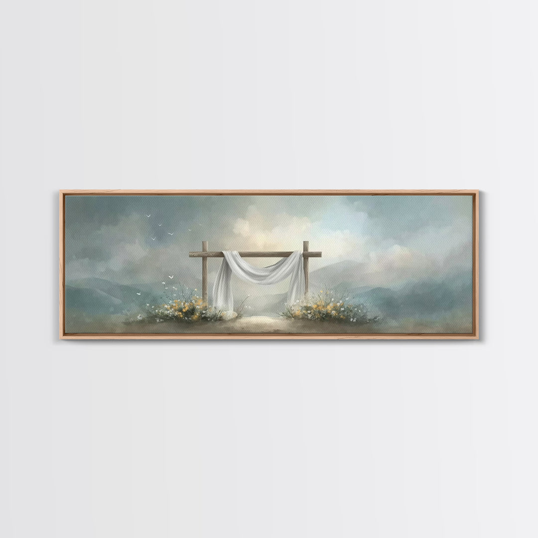 Dawn Of Mercy – Framed Canvas Print – Panoramic Wall Art – Christian Wall Art – Christian Art Canvas – Jesus Painting – Christian Decor