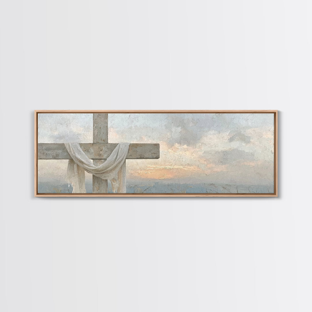 Grace In Bloom, Framed Canvas Print, Panoramic Art, Christian Art Print, Modern Christian Art, Christian Painting, Christmas Art