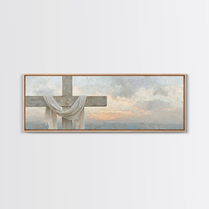 Grace In Bloom, Framed Canvas Print, Panoramic Art, Christian Art Print, Modern Christian Art, Christian Painting, Christmas Art