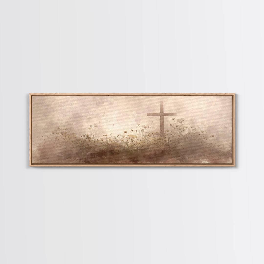Morning Of Stillness – Framed Canvas Print – Panoramic Frame – Christian Art Canvas – Subtle Christian Paintings – Christian Decor – Jesus