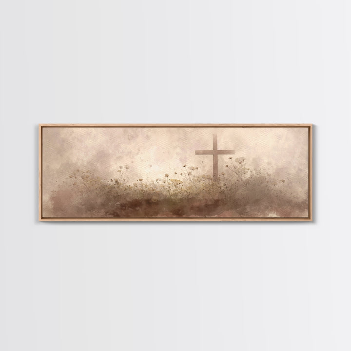 Morning Of Stillness – Framed Canvas Print – Panoramic Frame – Christian Art Canvas – Subtle Christian Paintings – Christian Decor – Jesus