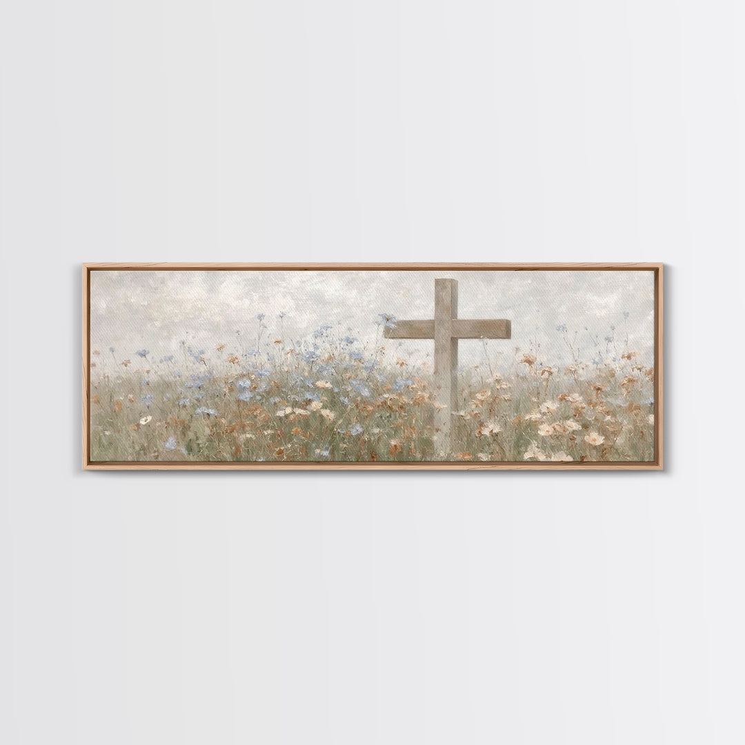 Gentle Faith Field, Framed Canvas Print, Panoramic Wall Art, Christian Art Canvas, Minimalist Christian Art, Christian Decoration, Large Ch