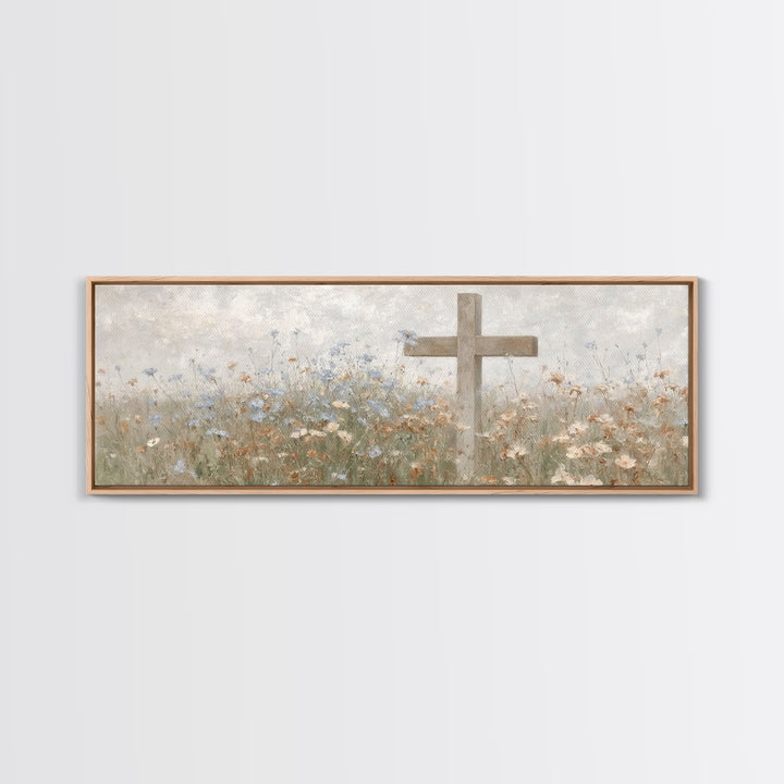 Gentle Faith Field, Framed Canvas Print, Panoramic Wall Art, Christian Art Canvas, Minimalist Christian Art, Christian Decoration, Large Ch