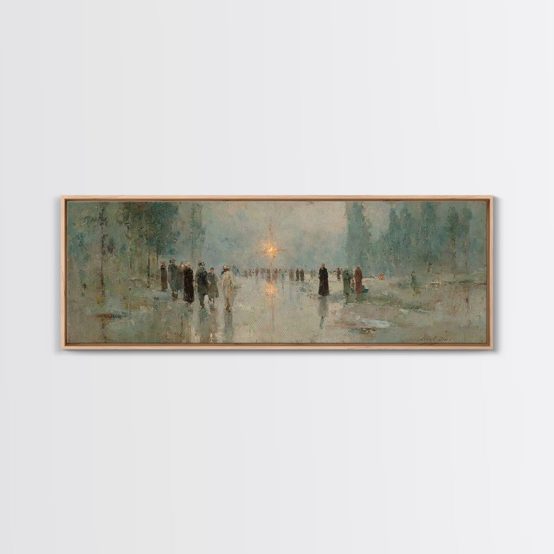 Pilgrims In Light – Framed Canvas Print – Panoramic Painting – Christian Art Print – Vintage Christian Art – Christian Wall Art – Christmas