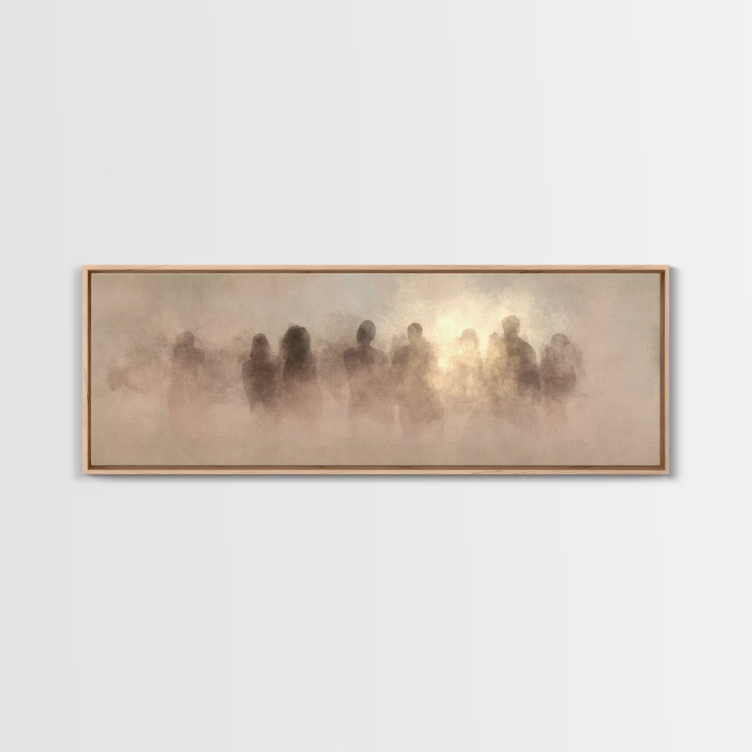 Clouds Of Witnesses | Framed Canvas Print | Panoramic Painting | Christian Art Print | Subtle Christian Art | Christian Wall Art | Vintage