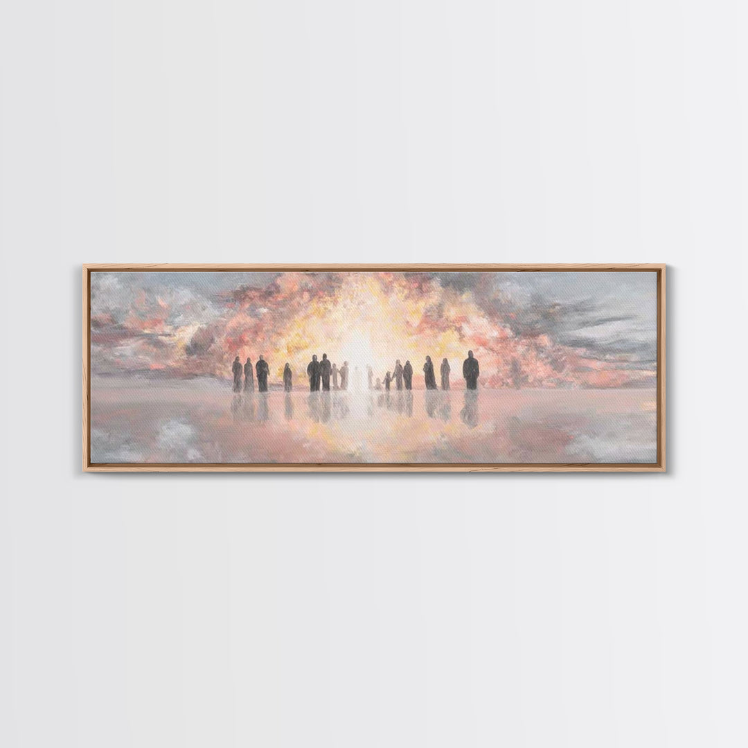 Glory At Dawn – Framed Canvas Print – Panoramic Frame – Christian Art Canvas – Modern Christian Painting – Christian Christmas Art – Christ