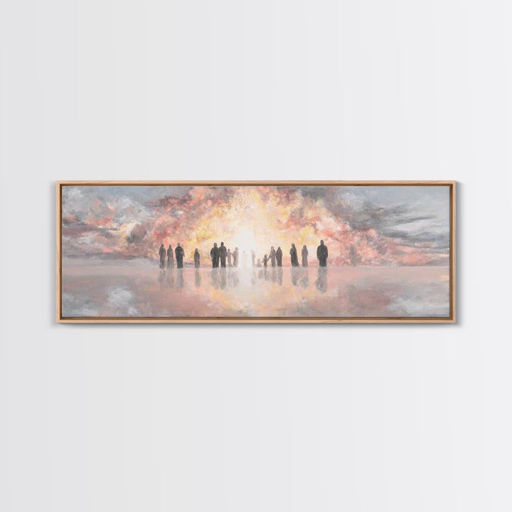 Glory At Dawn – Framed Canvas Print – Panoramic Frame – Christian Art Canvas – Modern Christian Painting – Christian Christmas Art – Christ