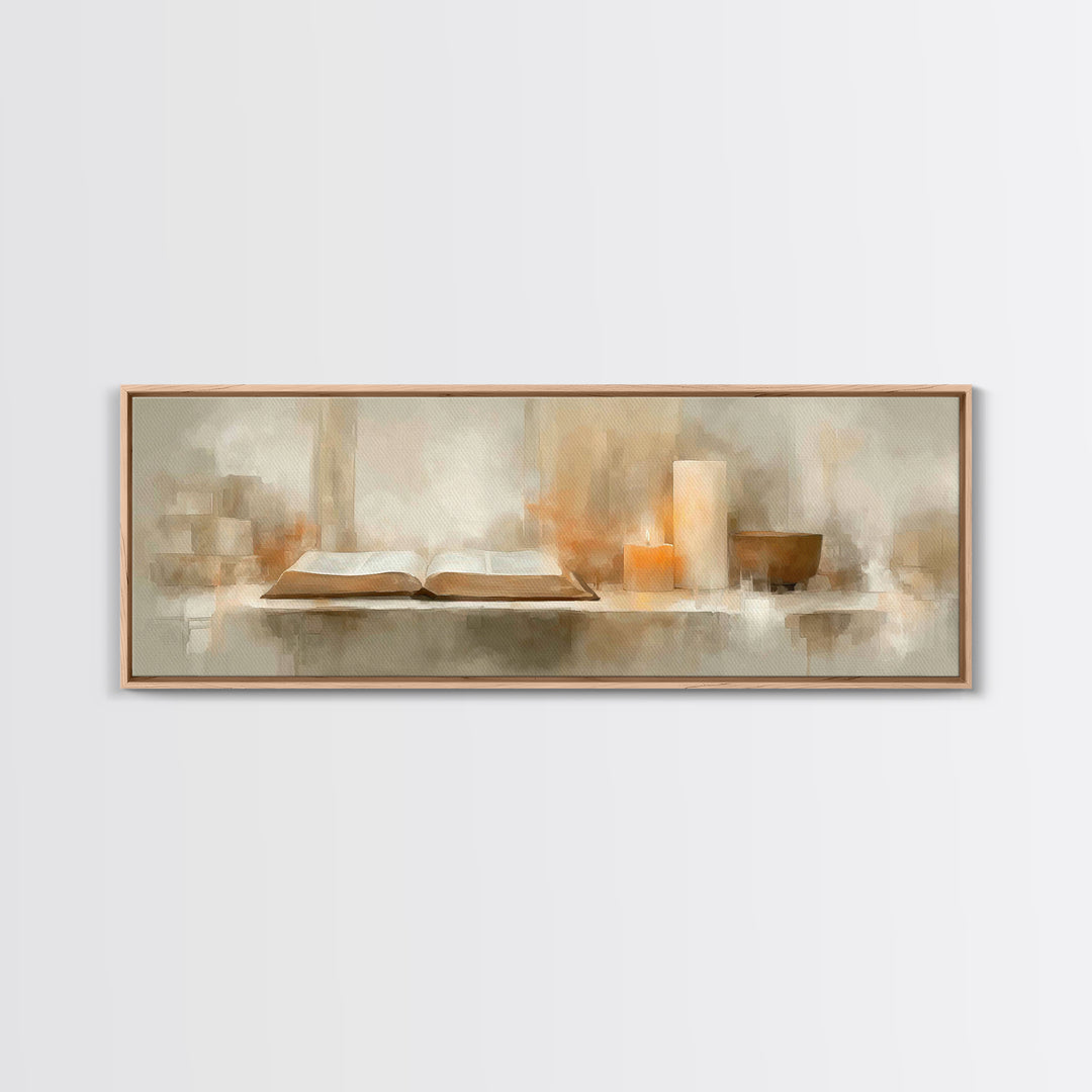 Holy Word Glow, Framed Canvas Print, Panoramic Frame, Minimalist Christian Art, Christian Art Prints, Christian Wall Art, Christian Decorat
