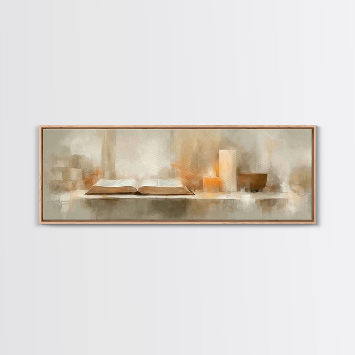 Holy Word Glow, Framed Canvas Print, Panoramic Frame, Minimalist Christian Art, Christian Art Prints, Christian Wall Art, Christian Decorat