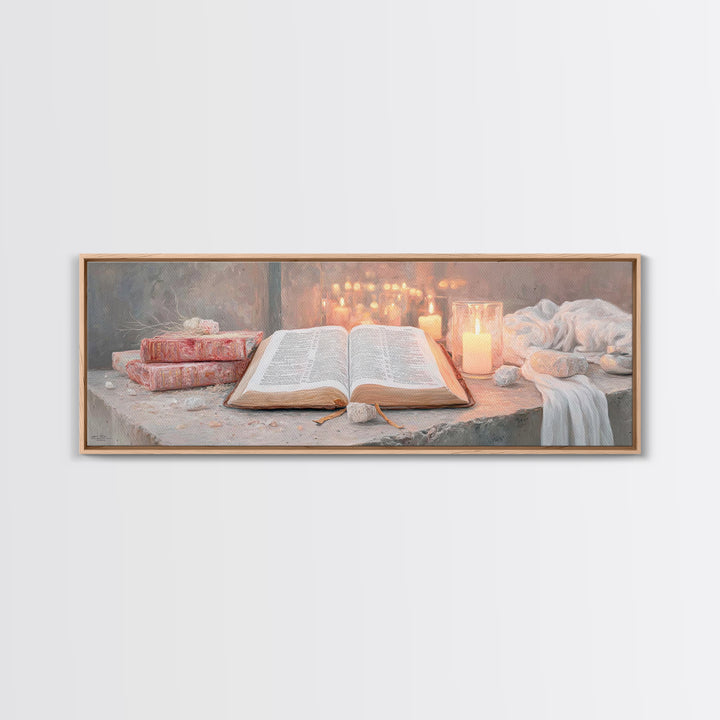 The Sacred Word – Framed Canvas Print – Christian Wall Art – Christian Art Canvas – Panoramic Art – Christmas Art – Christian Decor