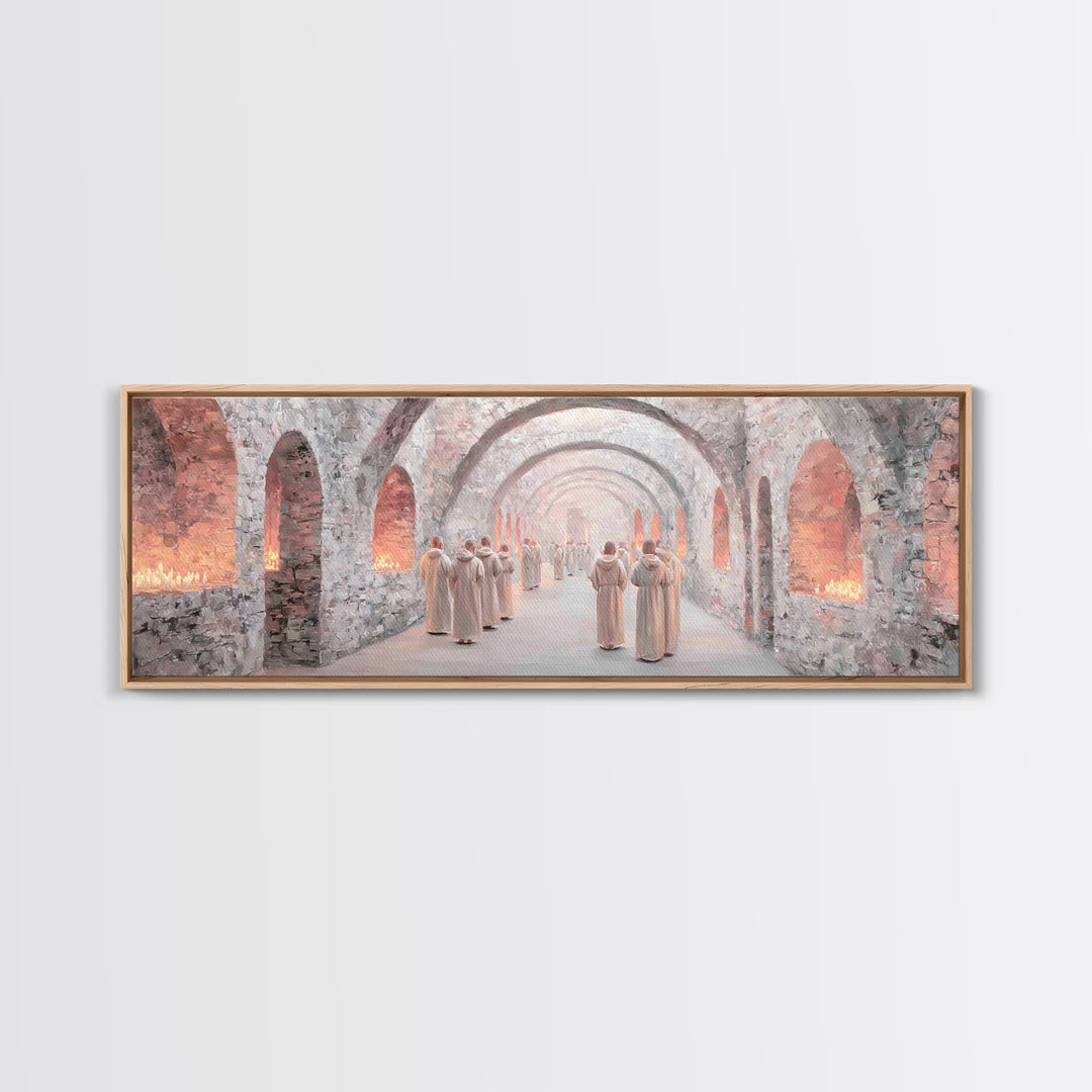 Quiet Reverence | Framed Canvas Print | Christian Art Canvas | Panoramic Painting | Christian Wall Art | Christmas Art | Christian Decor