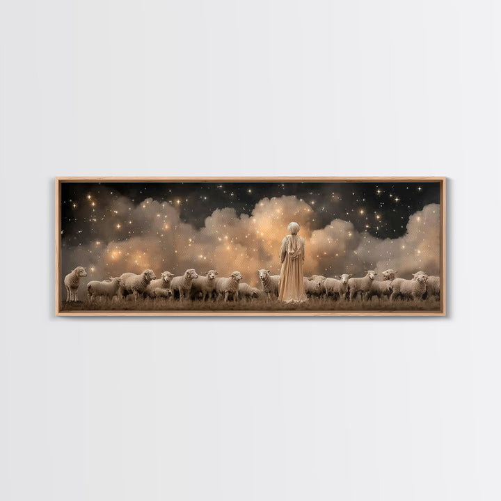 Shepherd’s Wonder – Framed Canvas Print – Christian Christmas Art – Panoramic Wall Art – Christian Art Canvas – Jesus Art Print – Christmas