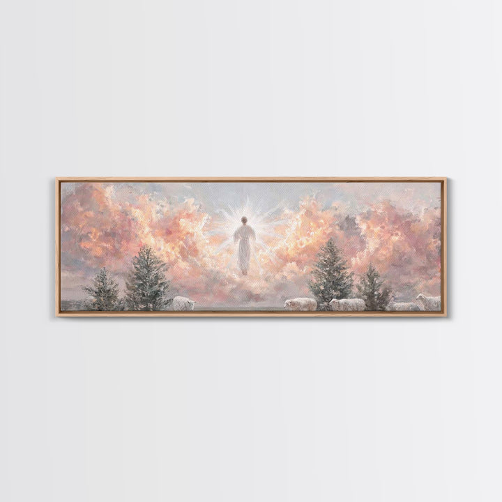 Risen In Glory – Framed Canvas Print – Panoramic Art – Christian Wall Art – Jesus Painting – Christian Art Canvas – Christian Christmas Art