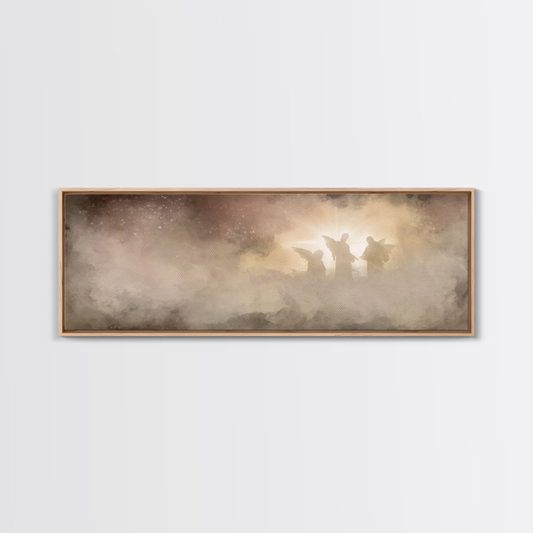Heavenly Radiance | Framed Canvas Print | Panoramic Wall Art | Christian Art Canvas | Christmas Art | Christian Painting | Christian Decora