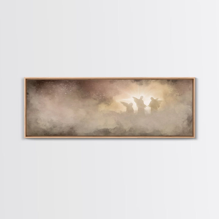 Heavenly Radiance | Framed Canvas Print | Panoramic Wall Art | Christian Art Canvas | Christmas Art | Christian Painting | Christian Decora